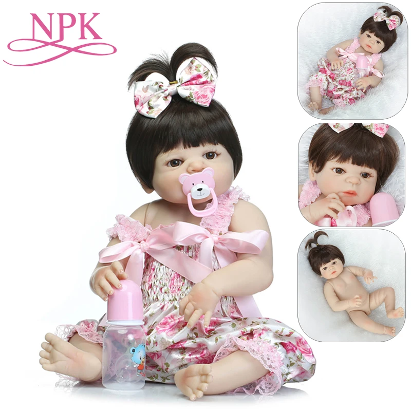

NPK Bebes 57CM Full Body Silicone Dolls Girl Reborn Baby Doll Bath Toy Lifelike Newborn Princess Boneca Dolls For Girls