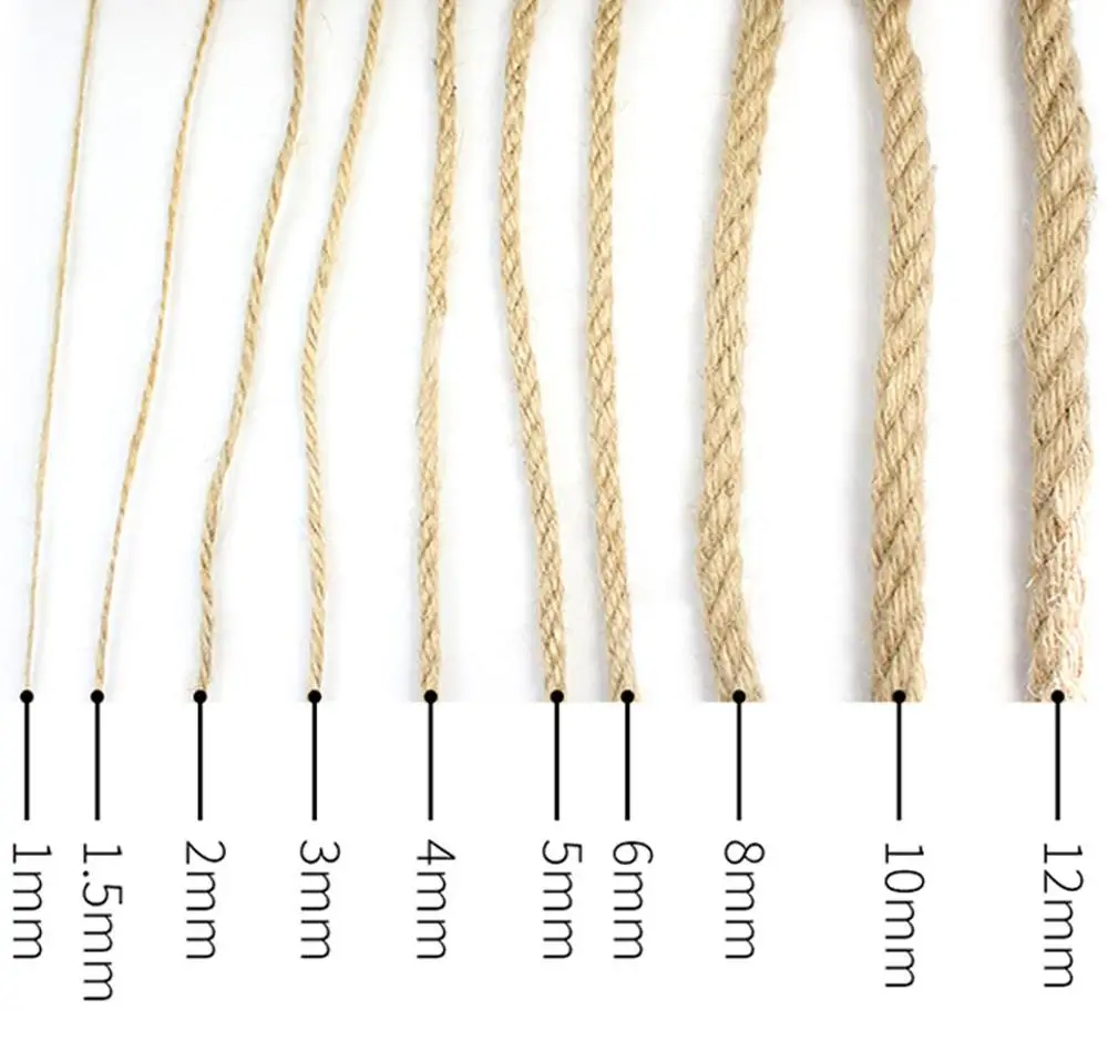 Диаметр от 1 мм до 12 мм джутовая веревка шпагат, веревка для флористики, подарки, поделки и поделки, украшения, комплектации, сада и вторичного использования
