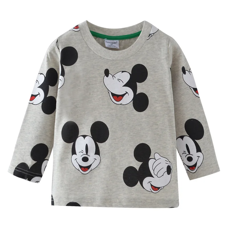 

Jargazol Toddler Girl Shirt Boys Tops Cartoon Mickey Printed Long Sleeve T-shirt Casual Cotton Kids Tee Shirts Children Clothes