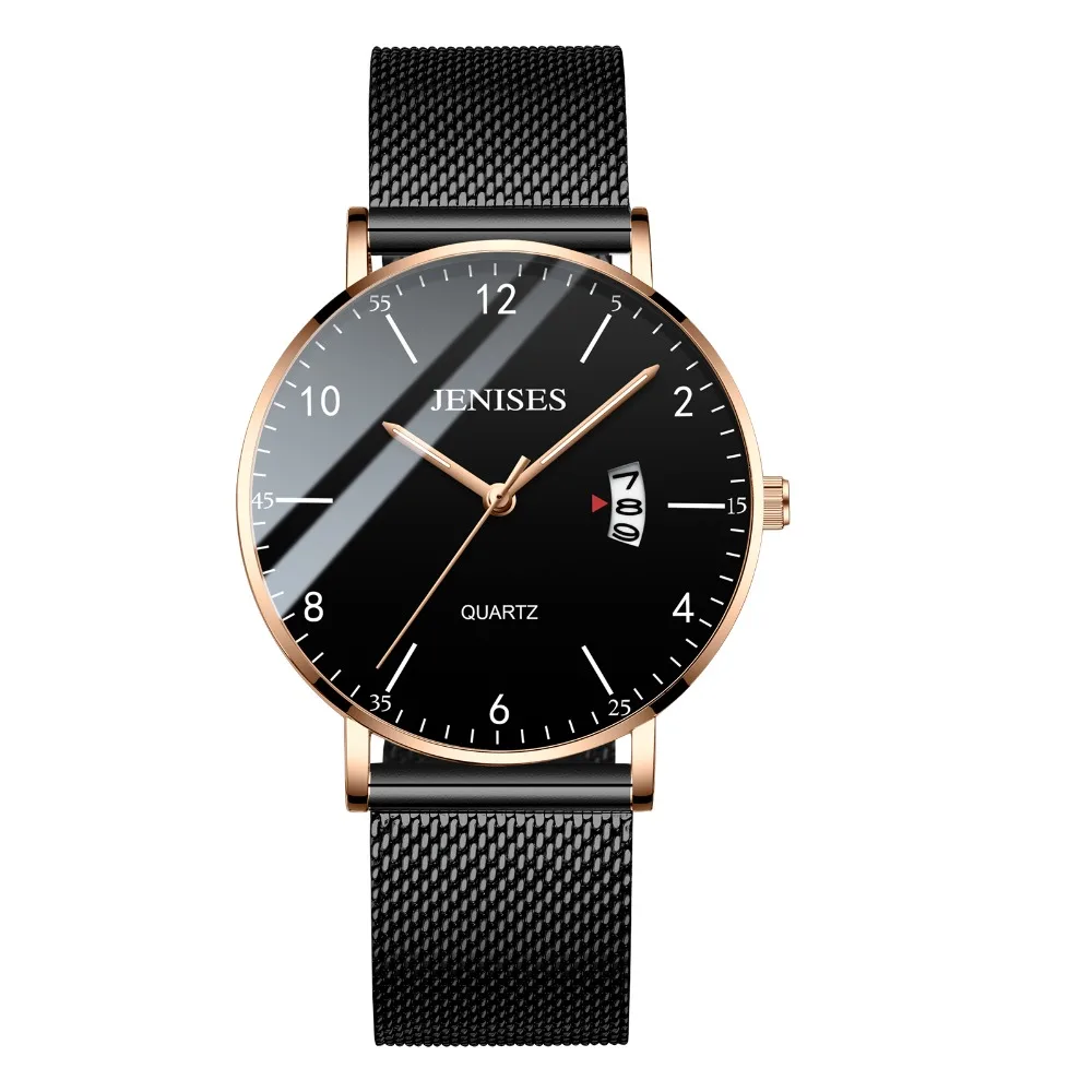 

6mm Ultra Thin Luxury Men Watch Quartz Mesh Band Military Casual Male Watches Black waterproof business watch relogio masculino