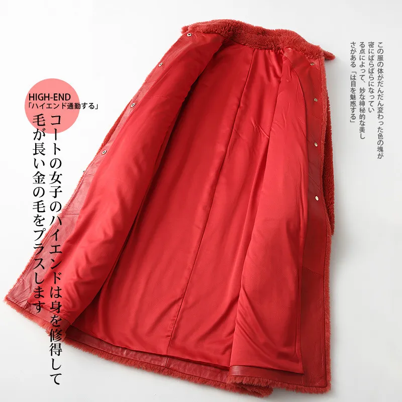 Manteau Manteaux Hiver Laine Réel De Coréenne Automne Vintage Moutons En 100 Mouton Peau Veste Vêtements Longs Zt1338 Femmes Red Rouge 2018 Fourrure dwUqqI