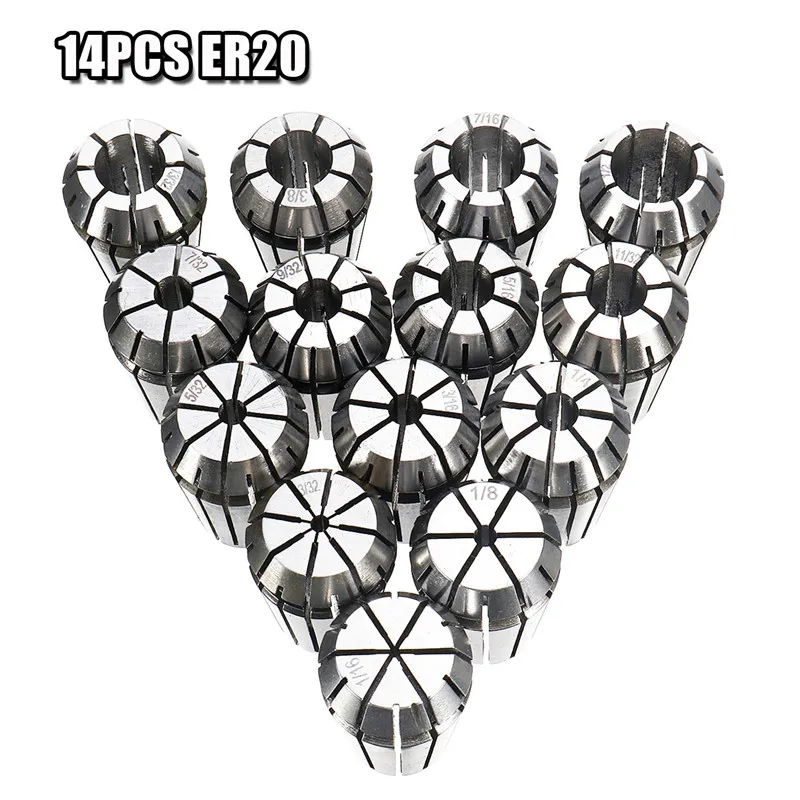 

14PCS ER20 1/16"~1/2" Spring Collets Set For CNC Engraving Milling Lathe Tool Durable Quality