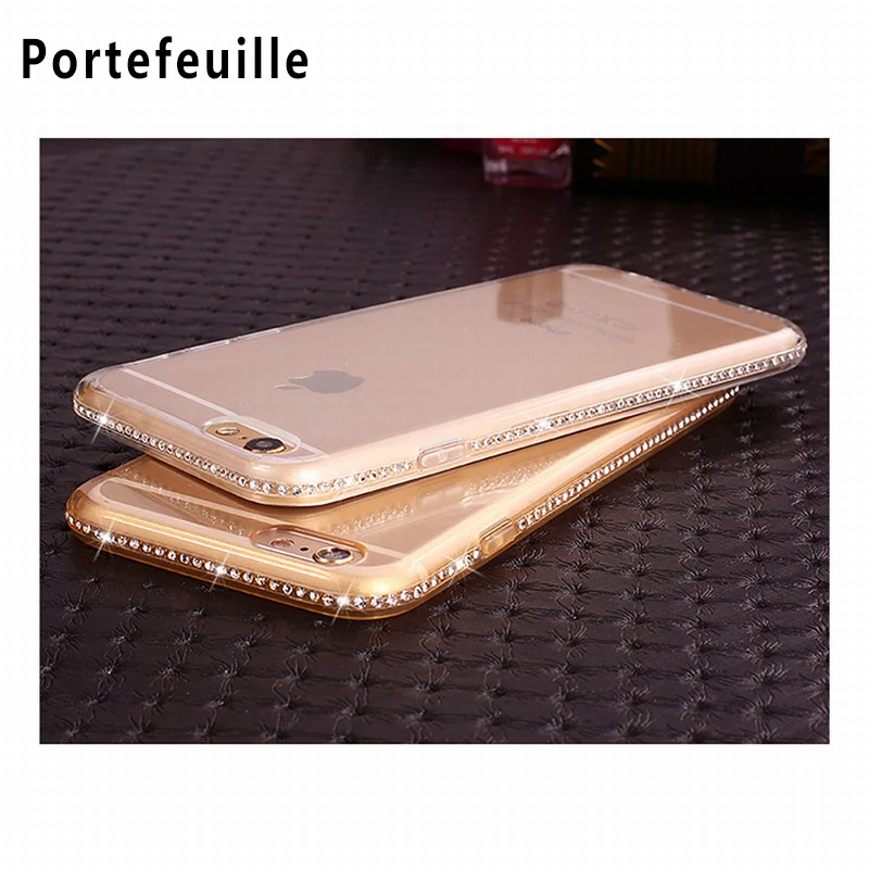 Чехол Portefeuille для iPhone 5 силиконовый чехол с блестками SE 5S Роскошный со стразами