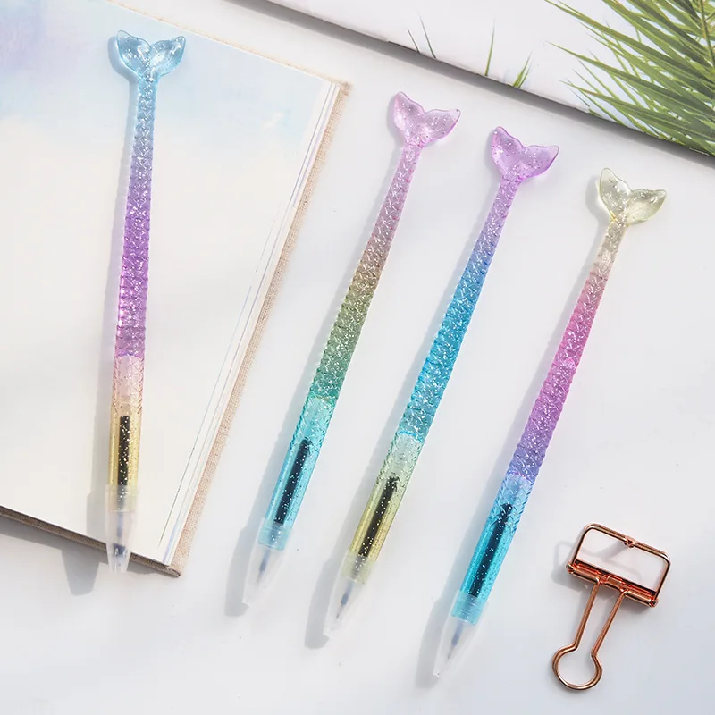 

Mermaid Sparkling Powder Gel Pen Cute 0.5mm black ink Signature Pen Escolar Papelaria School Office Supply Promotional Gift