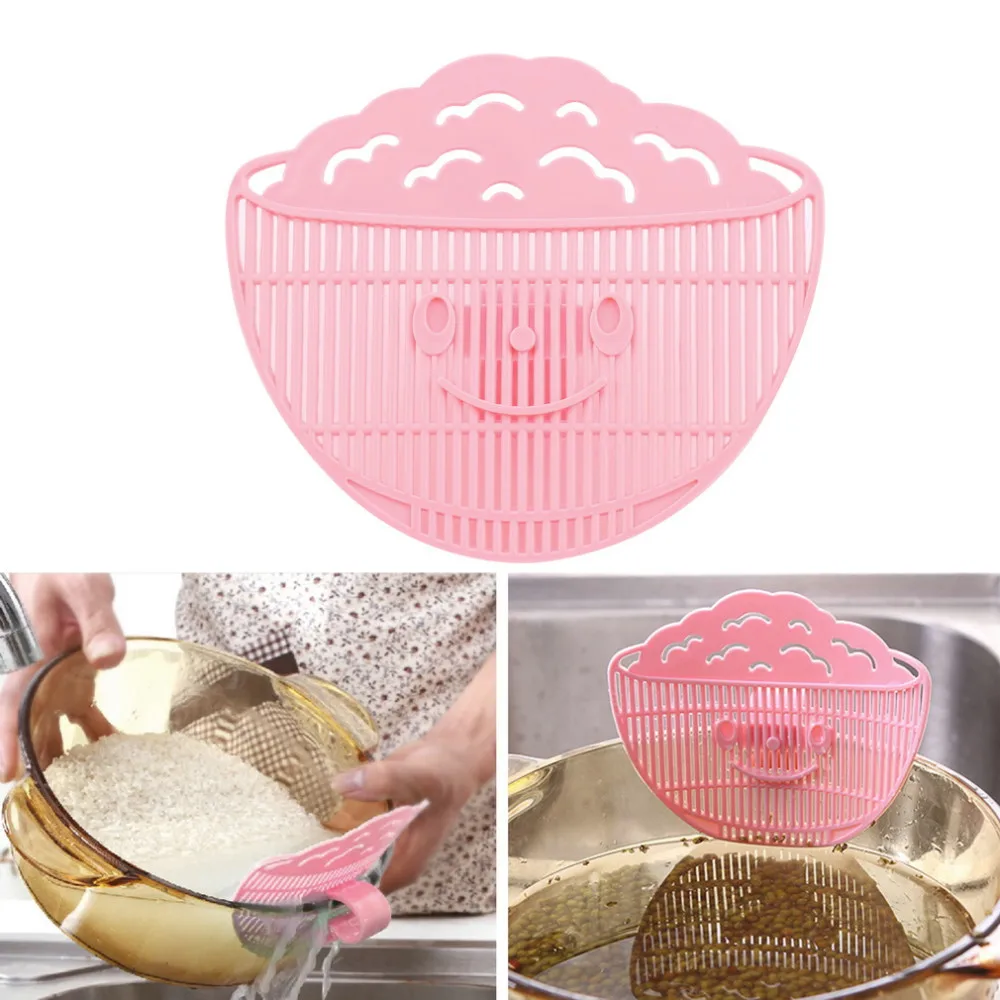 Smile clip type cleaning rice washing dewatering sieve drainer device strainer cooking tools debris filter kitchen gadgets Smile clip type cleaning rice washing dewatering sieve drainer device strainer cooking tools debris filter kitchen gadgets