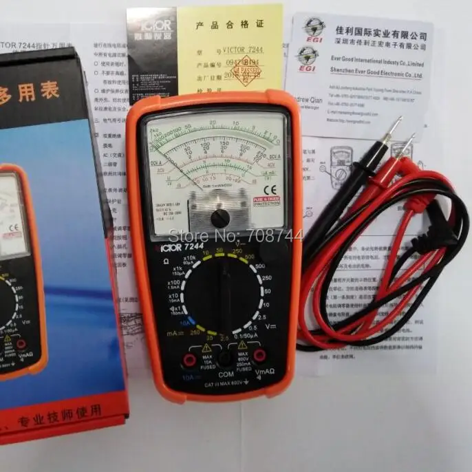 

VICTOR VC7244 Analog Multimeters, Mechanical Multimeter, The New, Masurable Current / Resistance / With Buzzer.