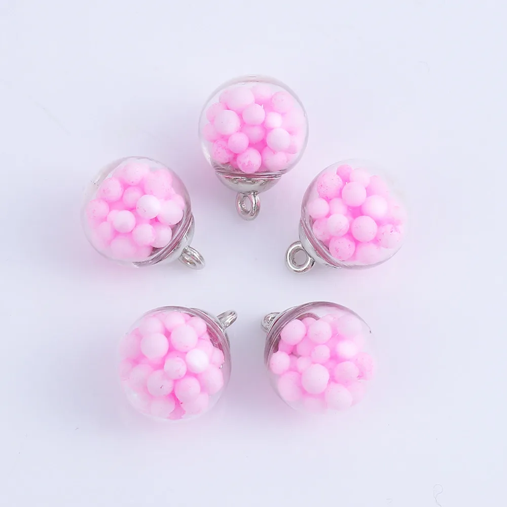 

DoreenBeads DIY Findings Pendant Charm Transparent Glass Bubble Multicolor Foam Beads Components 21mm( 7/8") x 16mm, 20 PCs