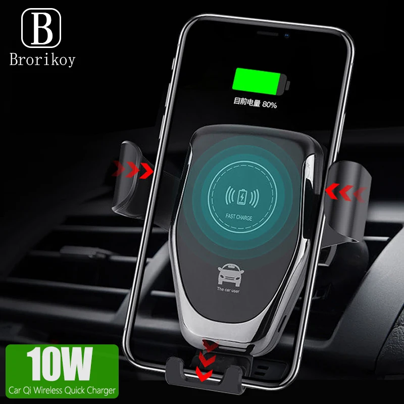 

Phone 10W Qi Car Wireless Charging For iPhone X Samsuang Huawei Mate 20 Pro Fast Automatic Opening and Closing Wireless Charger