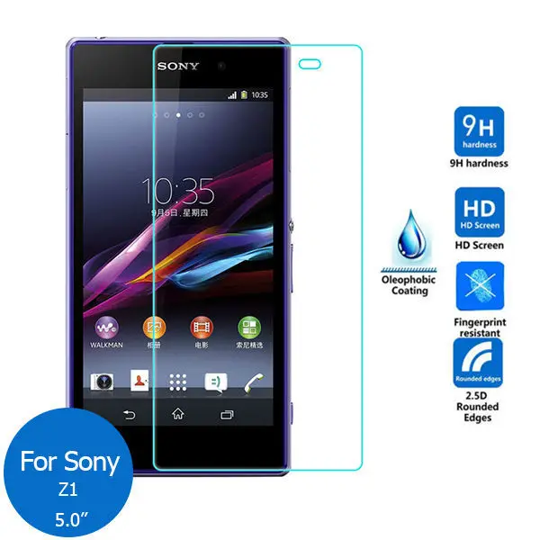 

2PCS For Sony Xperia Z1 Tempered Glass Screen Protector 2.5 9h Safety Protective Film on Z 1 C6902 C6903 C 6903