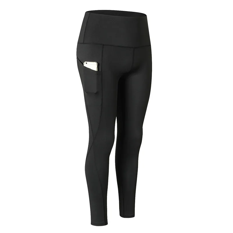 Женские штаны для йоги с высокой талией, эластичные быстросохнущие штаны для бега и фитнеса, спортивные штаны - Цвет: Black