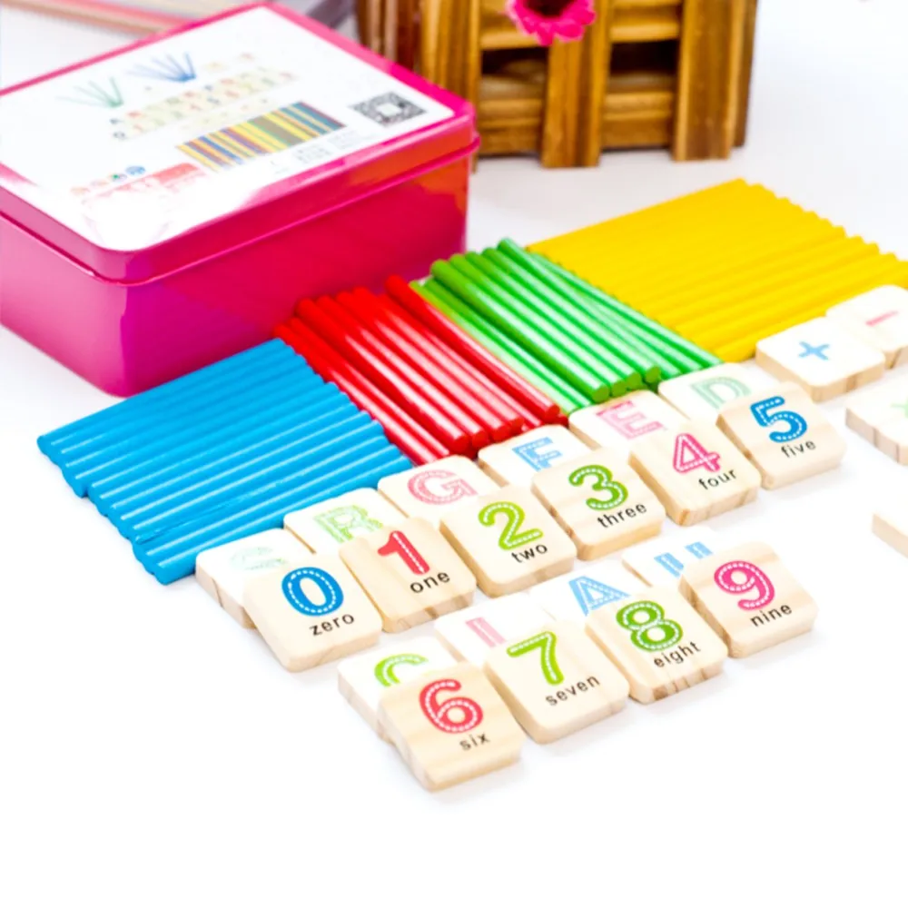 Детские деревянные цифры Счетные палочки игрушка Дети Математика игрушка-пазл для малышей математические Обучающие инструменты мальчики девочки Обучающие образовательные