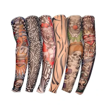 

Fashion Tattoo Sleeves Outdoor Cycling Sport Arm Sleeve Sunscreen UV Protection Nylon Sleeves for Men Elastic Fake Tattoo Sleeve