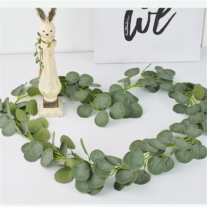 

Artificial Eucalyptus Green Ivy Leaves Garland Faux Silk Vine Wedding Greenery Wreath for Wedding Backdrop Home Wall Decor