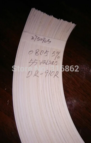 

Free Shipping 0805 SMD Resisto-r Kit 5% 0ohm to 910ohm 55 values*50pcs=2750pcs Chip Resisto-r Assorted Samples kit