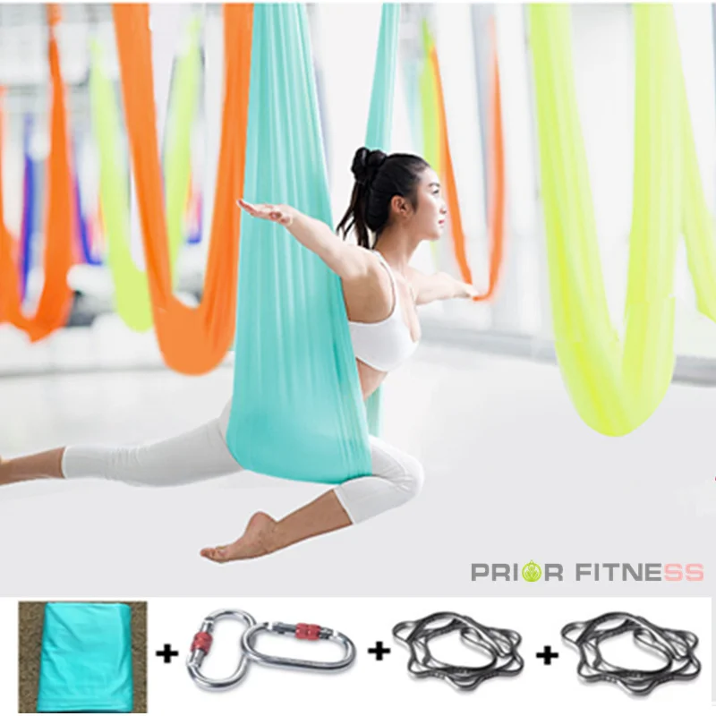 PRIOR FITNESS 5 meters Yoga Hammock set Anti gravity inversion Aerial yoga Equipment swing