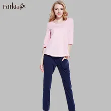 Весенняя Пижама для женщин хлопок Лето три четверти женские пижамы Пижама Плюс Размер Сексуальные наборы домашней одежды, пижама розовый/белый E1285