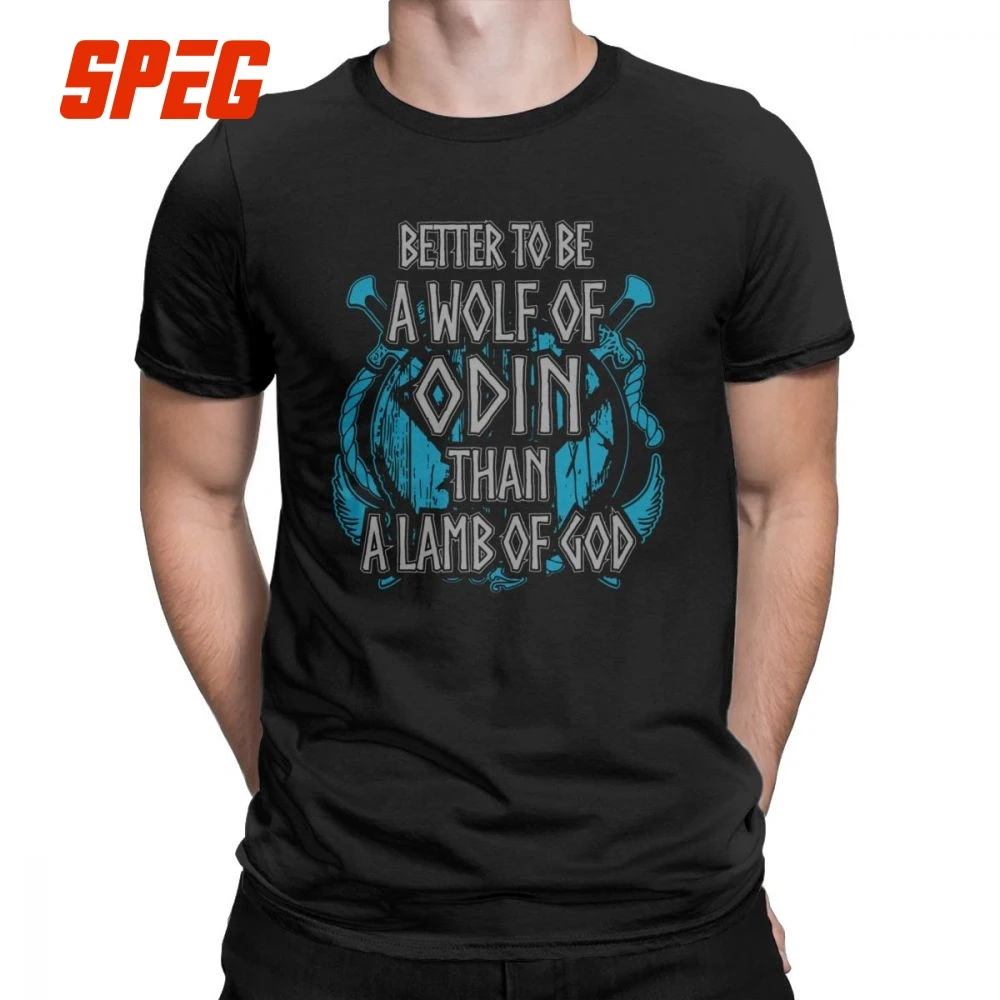 

Wolf Of Odin Shieldmaiden Viking T-Shirt Men Pagan Norse Valhalla Shield Maiden Vintage Cotton Tees T Shirt Plus Size Clothes
