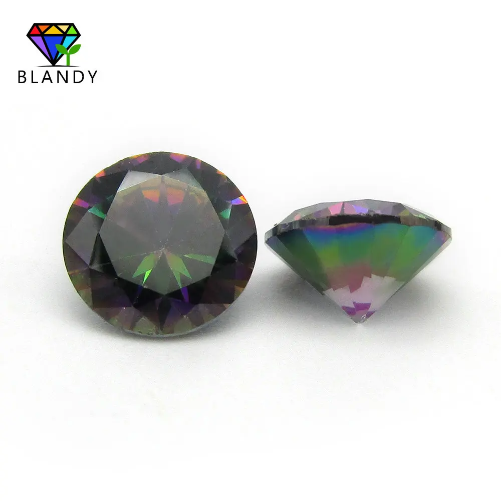 

Hot Sale 1.0mm~10mm Round Shape Rainbow Color Cubic Zirconia Stone Loose Plating Multi Color CZ Stone Synthetic Gems For Jewelry