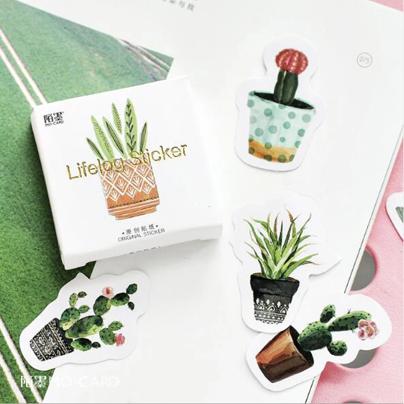 

45PCS/box Creative Cultured Green Plants Label Stickers Decorative Stationery Stickers Scrapbooking DIY Diary Album Stick Label