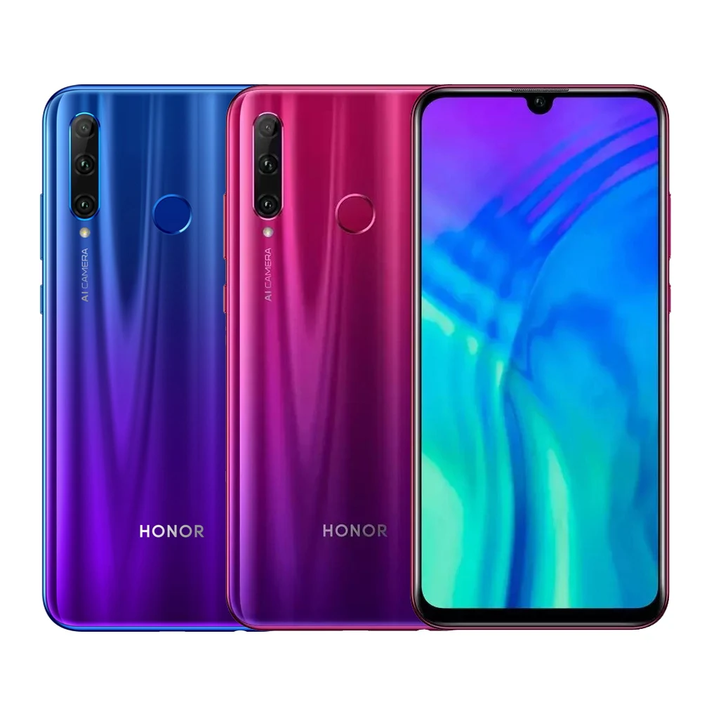 Мобильный телефон Honor 20 Lite с глобальной версией, 4 Гб, 128 ГБ, 6,21 дюйма, FHD+ 32 Мп+ 24 МП, Android 9,0, восьмиядерный смартфон с функцией распознавания лица, NFC, 4G