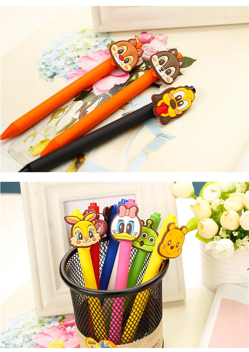 15 шт. милый Микки гелевая ручка Kawaii 0,5 мм черные чернила конфеты цветные ручки для малыша подарок escritorio бумажные школьные принадлежности
