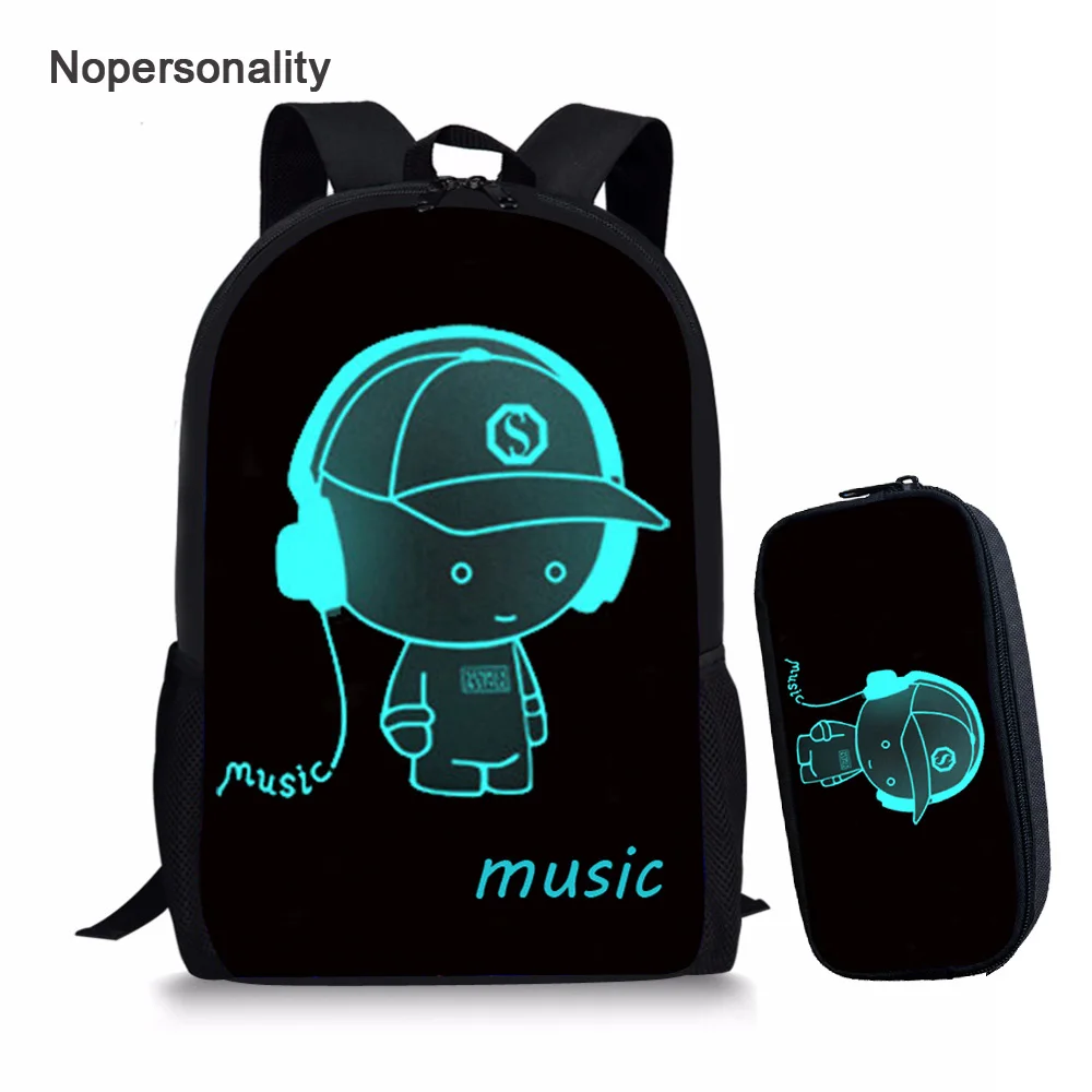 

Nopersonality Cute Luminous School Bag Set for Teen Girls Cartoon Student Kids Music Schoolbags Mochila Children Bookbags