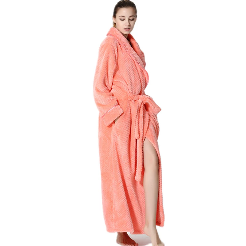 SUGANLIFE Men Women Long Bath Robe Bathrobe Coral Velvet Pajamas Body