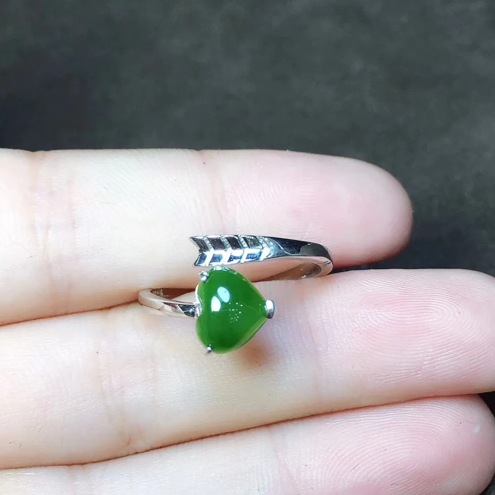 

rings 925 sterling Silver Fine Jewelry Women/men Jewelry Certificate Natural hetian green yu Ring/