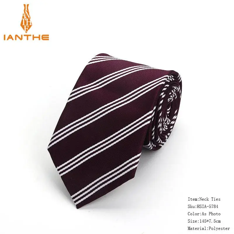 23 стиля шеи галстук мужской 7,5 см узкий галстук свадебные галстуки полиэстер черный горошек плед Мода Мужчины s бизнес свадьба полоса шеи галстуки - Цвет: Photo Color
