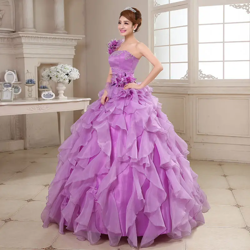 Quinceanera платья 2021 г. Mrs Win милое цветочное роскошное бальное платье на одно плечо с