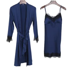 Новое поступление, роскошная ночная рубашка из искуственного шелка, халат и платье, комплект из двух предметов, банный халат+ ночная рубашка для подружек невесты, Свадебный комплект ночного белья для женщин