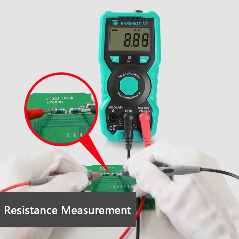 Handskit Цифровой мультиметр 6000 отсчетов вспышка светильник задний светильник большой экран с тестовым кабелем Автоматический диапазон AC/DC измеритель напряжения