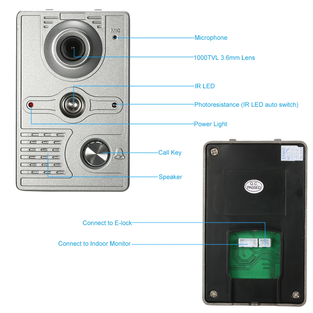 OWSOO 7 дюймов TFT lcd проводной видеодомофон спикерфон домофон система с водонепроницаемой уличная камера с ИК подсветкой