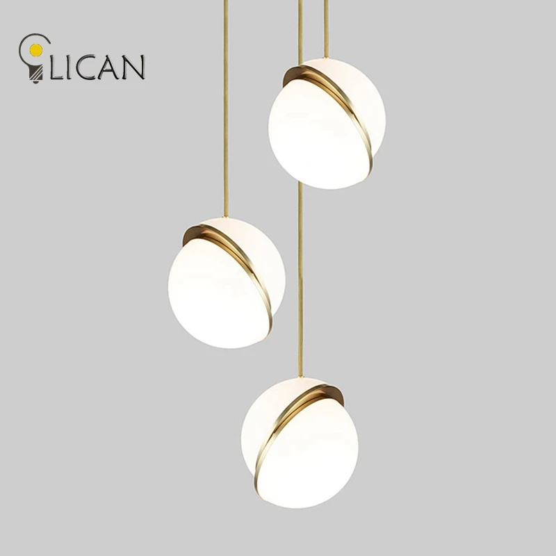 

LICAN Denmark designs round balls Pendant Lights Creative Round Moon Brass Suspension Pendant lamp for Dining room Living room