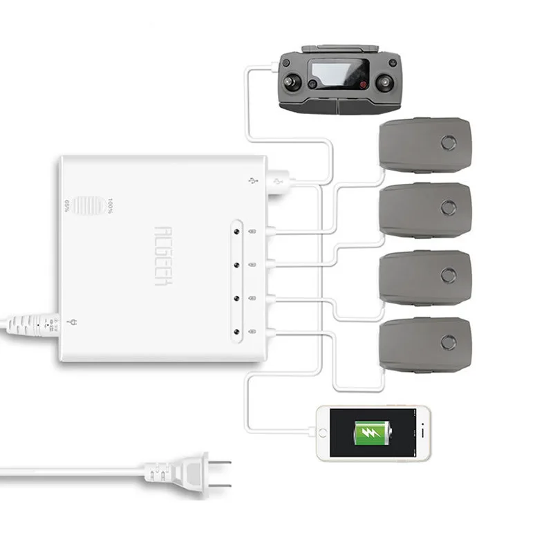 6 in 1 charger 4 battery port + 2 USB port charger remote control Mobile phone tablet charging for DJI mavic 2 pro zoom drone 1 (6)