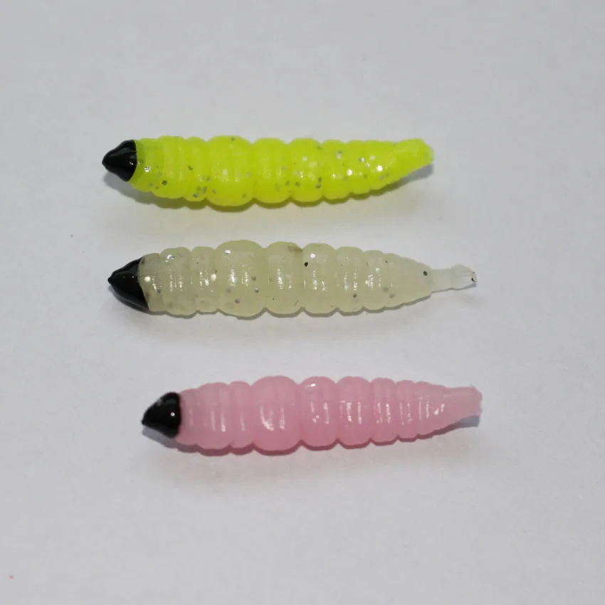 Free shipping 10pcs 3cm 0.4g maggot soft lure fishing worm lure swim
