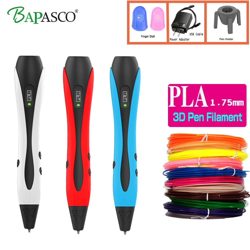 

2018 New BAPASCO Design 3D Pen 1.75mm ABS/PLA Filament LED Display 3D Magic Pen For Kid Graffiti Pen 3D Printing Freeshipping
