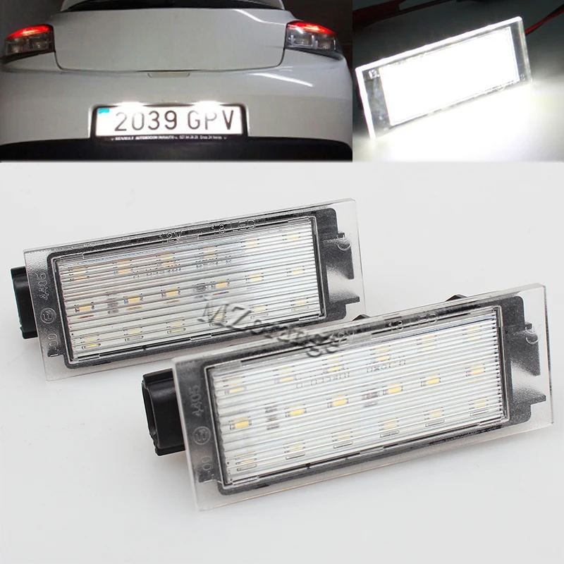 2X Car LED License Plate Light 12V SMD3528 18 LED Lamp For Renault Megane 2 3