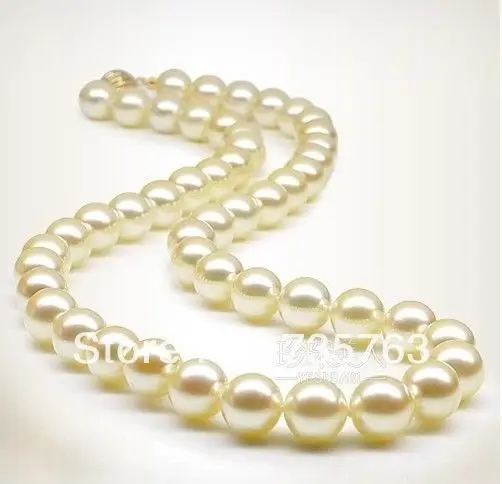 

xiuli 001230 HUGE 18"11-12MM GENUINE SOUTH SEA NATURAL GOLD PEARL NECKLACE 14KGP