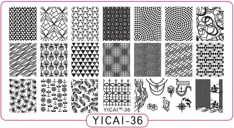 Пластины для стемпинга ногтей yicai, spv, dieshan, штамповочные лаковые пластины для рукоделия, маникюрные шаблоны, трафареты, инструменты для полировки, 1 шт - Цвет: yicai36