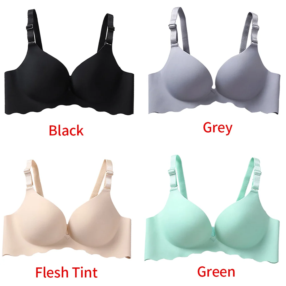 Solid Elasticity Seamless Soft No Trace Intimates Gather Women Bra One Piece Breathable Underwear Smooth No Rims