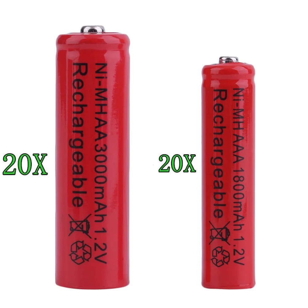 20 шт AAA/AA 3000mAh Ni-MH 1,2 V аккумуляторная батарея AAA 3A аккумуляторная батарея Ni-MH камера, камера игрушка Батарея