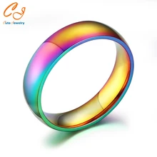 Men Women Rainbow Colorful font b Ring b font Titanium Steel Wedding Band font b Ring