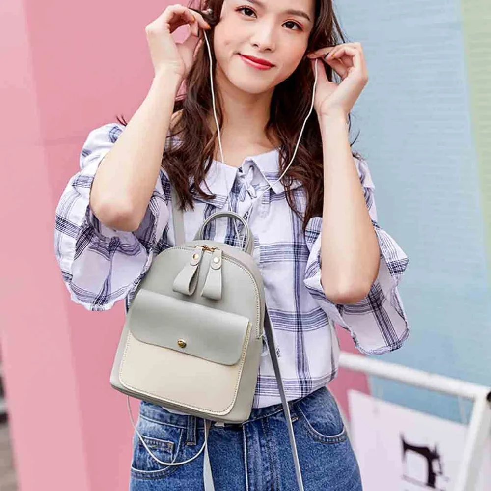 

HTNBO Backpacks Patchwork bagpack Fashion Lady Shoulders Small Backpack Letter Purse Mobile Phone travel bag 2019 new #F