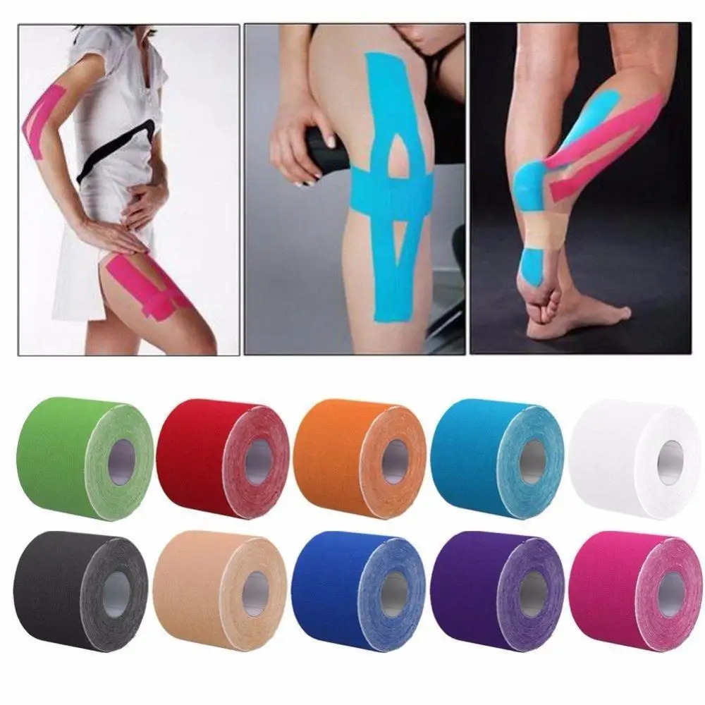 Лучший! Спорт Фитнес Кинезиология Лента Уход Kinesio Roll Хлопок Эластичный клей Мышечная повязка Напряжение Лучший!