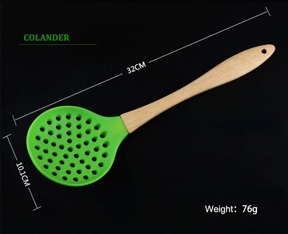 7 шт./компл. деревянный силиконовый Кухня Пособия по кулинарии набор посуды с антипригарным покрытием спагетти дуршлаг инструменты Кухня аксессуары