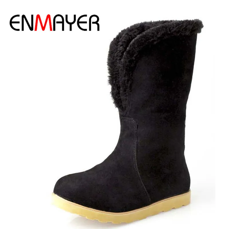 

ENMAYER Free shipping Thicken Short Plush Women The Winter Snow Boots Fashion Shoes Brand For Women Winter Warm Boots