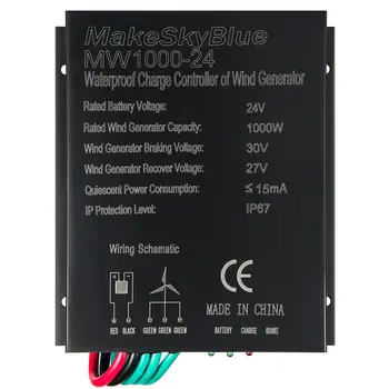 

MakeSkyBlue Wind Charge Controller for 1000W Wind Turbine Generator Only 24V Batteries Not for Solar Panel Clean Energy