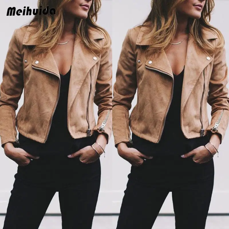 New  AU Women's Ladies Leather Jackets Casual Coats Zip Up Biker Flight Tops Clothes