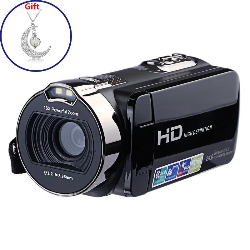 

HDV-312P HD Digital Photo Camera 16X 24MP 720P Professional Digital Camcorders 2.7 inch TFT Rotation Screen with LED Fill Light